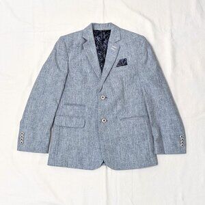 Leo & Zachary Boys Blue Chambray Blazer Suit Jacket Size 12